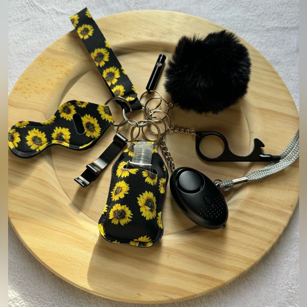Sunflower with black safety Keychain